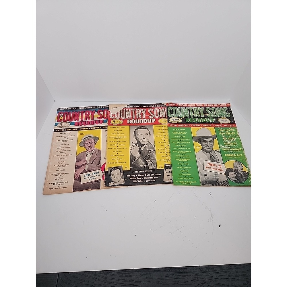 Vintage Country Song Roundup Lot 1953-1954 3 Mags Ernest Tubb Hank Snow